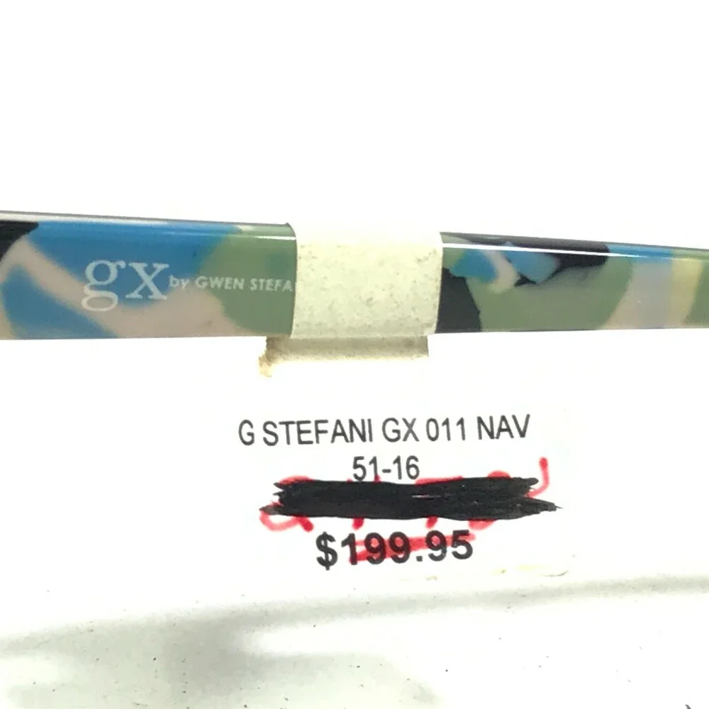 Gwen Stefani GX 011 NAV Eyeglasses Frames Black Blue Square Cat Eye 51-16-135